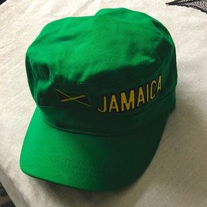Newsboy style vibrant green hat with Jamaica logo. Never worn. Cool YehMon tag